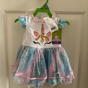 6 - 12 Months Girls Unicorn theme Party Dress w headband  New